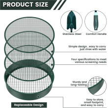 11.81'' Large Garden Soil Sifter with 3, 6, 9, 12 mm Mesh Screens, Hand-Held Compost Dirt Sieve for Dirt, Sand, Rocks