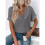 Womens  Size Loose Fit V Neck Solid Color Short Sleeve Tshirt Casual Basic Top Oversized Dark Gray M 2