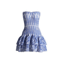 Tube Top Preppy Dress Women Y2k Floral Strapless Dress Vintage Short Going Out Dresses M