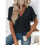 Womens  Size Loose Fit V Neck Solid Color Short Sleeve Tshirt Casual Basic Top Oversized Black L 2