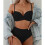 Women'S 2 Piece Bikini Set Spaghetti Strap High Cut Push  Underwire Swimsuit Black L 2
