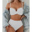 Women'S 2 Piece Bikini Set Spaghetti Strap High Cut Push  Underwire Swimsuit White L 2