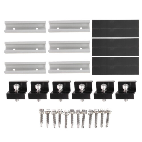 60pcs Solar Panel Bracket Aluminum PV Rail Fastening Module Trapezoidal Roof Mount Solar Rail End 1
