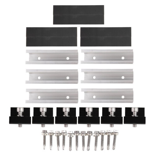 60pcs Solar Panel Bracket Aluminum PV Rail Fastening Module Trapezoidal Roof Mount Solar Rail End 2