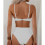 Women'S 2 Piece Bikini Set Spaghetti Strap High Cut Push  Underwire Swimsuit White M 4