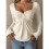 Womens V Neck Long Sleeve Ruffle Casual Tshirt Solid Color Pullover Blouse Elegant Basic Top Light Apricot L 1