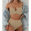 Women'S 2 Piece Bikini Set Spaghetti Strap High Cut Push  Underwire Swimsuit Khaki S 2