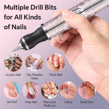 Cordless Electric Nail File Drill Professional Kit, 5 Bits, All-in-One Nail Drill Machine for Manicure and Pedicure B