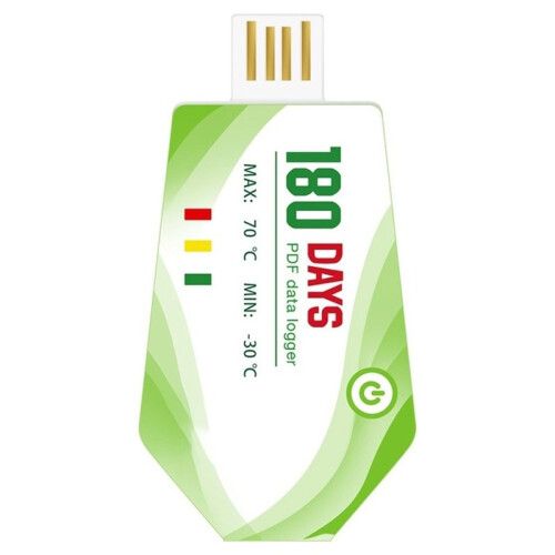 Temp019 Disposable USB Temperature Data Logger, 180 Days Recording PDF Report, -30-70 Cold Chain Temperature Recorder