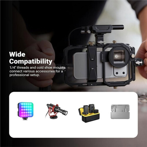 Universal Phone Cage Video Rig Stabilizer with 17mm to 37mm & 67mm Lens Filter Adapter  for  Android 2