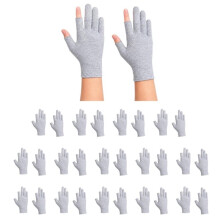 15 Pairs Cotton Fingerless Gloves for Moisturizing - Touchscreen Compatible Night Gloves with 2 Open Fingertips