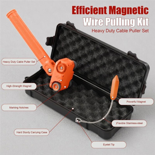 Magnetic Wire Puller, High Strength Magnet Cable Puller with Stainless Leader, Stud Finder for Electrical Wall Wiring