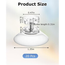 20 PCS 32mm Small Suction Cups with Screw Nut, Clear PVC Strong Suction Cup for Window Bathroom Wall Car Shade