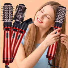 3- Hot Air Brush Hair Dryer Strong Wind Electric Straightener Curler Roller Blower Styling Tool for Women A EU Plug