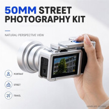 50mm Equivalent Lens for Osmo Action 4 5 Pro 6,Optical Glass Street Photography Grip Cage Kit,Protective Video Rig A