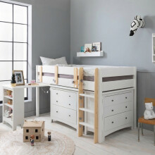 Noa & Nani Una Sleepstation with 2 Chest of Drawers & Desk in White