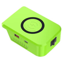 Kabelloses Ladegerät für Greenworks 40V G-MAX Akku 29472 29462, 15W Max Kabelloser Ladeadapter mit USB- und Typ-C-Anschlüssen