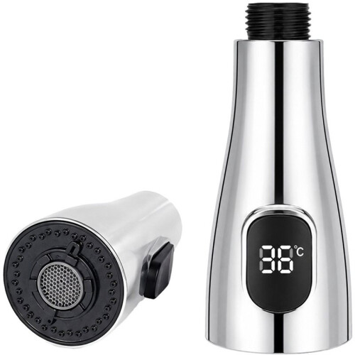Kitchen Sink Faucet Sprayer  Replacement, LED Temperature Sensitive Display Pull Down Pull Out Faucet Nozzle, 1pc
