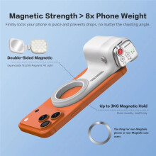 Magnetic Phone Grip with Remote Control Portable Phone Handle Vlog Recording Selfie, Easy One-Hand Operation