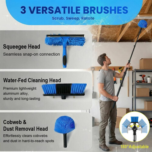 Solar Panel Cleaning Kit, Water‑Fed Pole Set with 24Ft Extension Pole 1
