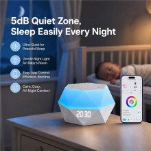 Machine à Bruit Blanc avec Horloge Numérique, Appareil Portable pour Favoriser le Sommeil des Enfants et des Adultes, Enceinte RGB