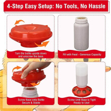 Automatic Chick Feeder & Waterer Kit - Top-Fill Design for Easy Refills, Plastic Poultry Drinker