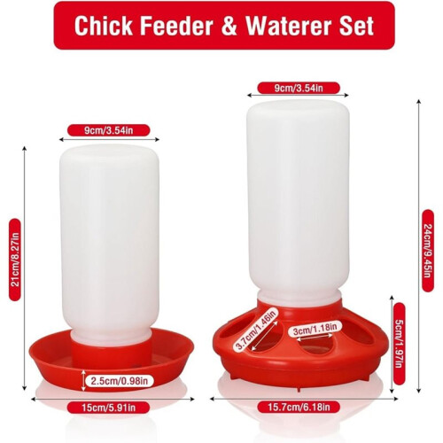 Automatic Chick Feeder & Waterer Kit - Top-Fill Design for Easy Refills, Plastic Poultry Drinker 2