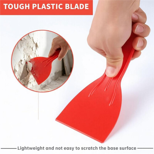 Plastic Putty Knife Set - 6Pcs Red Plastic Scraper Tool, 1.5"/3"/6" Sizes Spackle Knife for Spackling, Painting 2