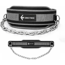 Lockie Fitness Weighted Dip Belt, 36 Inch Steel Chain, 350lb Support, Grey
