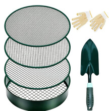 11.81'' Large Garden Soil Sifter with 3, 6, 9, 12 mm Mesh Screens, Hand-Held Compost Dirt Sieve for Dirt, Sand, Rocks