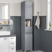 VASAGLE Bathroom Cabinet with Drawer, Adjustable Shelves, 30 x 30 x 170 cm