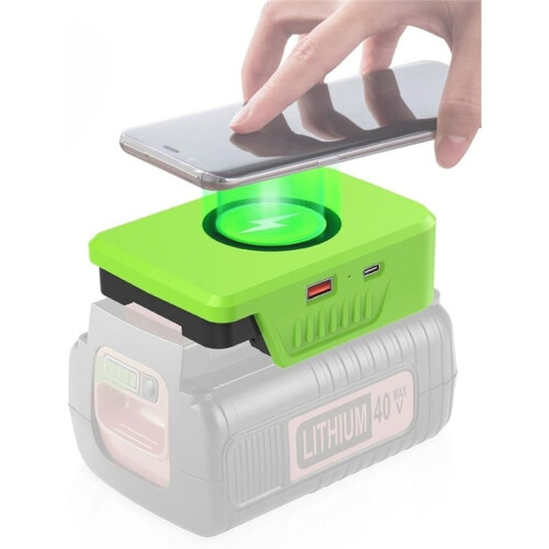 Wireless Charger for  36V/40V Battery,15W Max Wireless Charging Adapter with USB & Type C 1