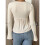 Womens V Neck Long Sleeve Ruffle Casual Tshirt Solid Color Pullover Blouse Elegant Basic Top Light Apricot S 6