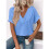 Womens  Size Loose Fit V Neck Solid Color Short Sleeve Tshirt Casual Basic Top Oversized Sky  XL 2