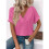Womens  Size Loose Fit V Neck Solid Color Short Sleeve Tshirt Casual Basic Top Oversized Rose Red L 4