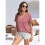 Womens  Size Loose Fit V Neck Solid Color Short Sleeve Tshirt Casual Basic Top Oversized  S 3