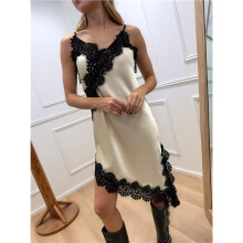 Women Stain Lace Camis Dress Y2K Silk Lace Trim Asymmetrical Side Slit High Low Slip Dress Streetwear White M