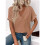 Womens  Size Loose Fit V Neck Solid Color Short Sleeve Tshirt Casual Basic Top Oversized Light Brown XL 2