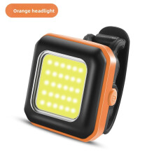 (Orange White)Mountain Bike Headlight Led Bicycle Front Light Waterproof Rechargeable Rides For