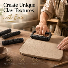 13pcs 3D Printed Clay Texture Roller Set 12-Pattern Clay Roller with Handle, Handheld Pottery Rollers Texture Wheel