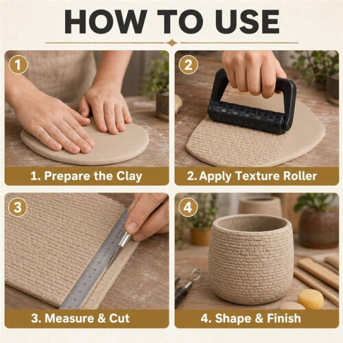 13pcs 3D Printed Clay Texture Roller Set 12-Pattern Clay Roller with Handle, Handheld Pottery Rollers Texture Wheel 1