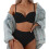 Women'S 2 Piece Bikini Set Spaghetti Strap High Cut Push  Underwire Swimsuit Black XL 1