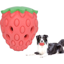 Durable Dog Chew Toys, Strawberry Flavored Dog Treat Dispensers, Rubber Teeth Cleaning Toys for Large, Medium and Small Dogs, Pet Supplies