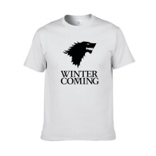 (White, S) Of Thrones Game Ice Wolf Men Unisex Short Sleeve Casual T Shirt Tshirt Tops Tee