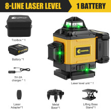 CONENTOOL Niveau Laser Vert 16 Lignes 4D, Autonivelant, Batterie 8 Line 1, avec Trépied et Télécommande