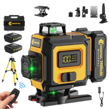 CONENTOOL Niveau laser 4D 16 lignes vert, avec trépied, télécommande et batterie 2.4Ah