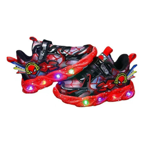 (Red,24)Lightup Child Running Shoes With Waterproof Material Easy Closure Hookandloop