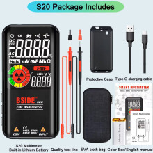 BSIDE Digitalmultimeter S20, 9999 Zählungen, 3,5 Zoll LCD, wiederaufladbar, für Werkstatt und Labor