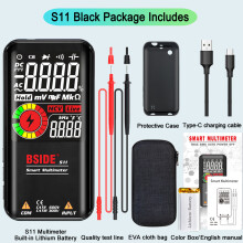 BSIDE Digitalmultimeter S11, 9999 Zählungen, 3,5 Zoll LCD, wiederaufladbarer Akku, für Werkstatt und Labor