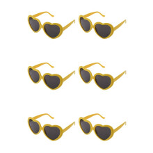 6X Fashion Funny Summer Love Heart Shape Sunglasses Yellow
